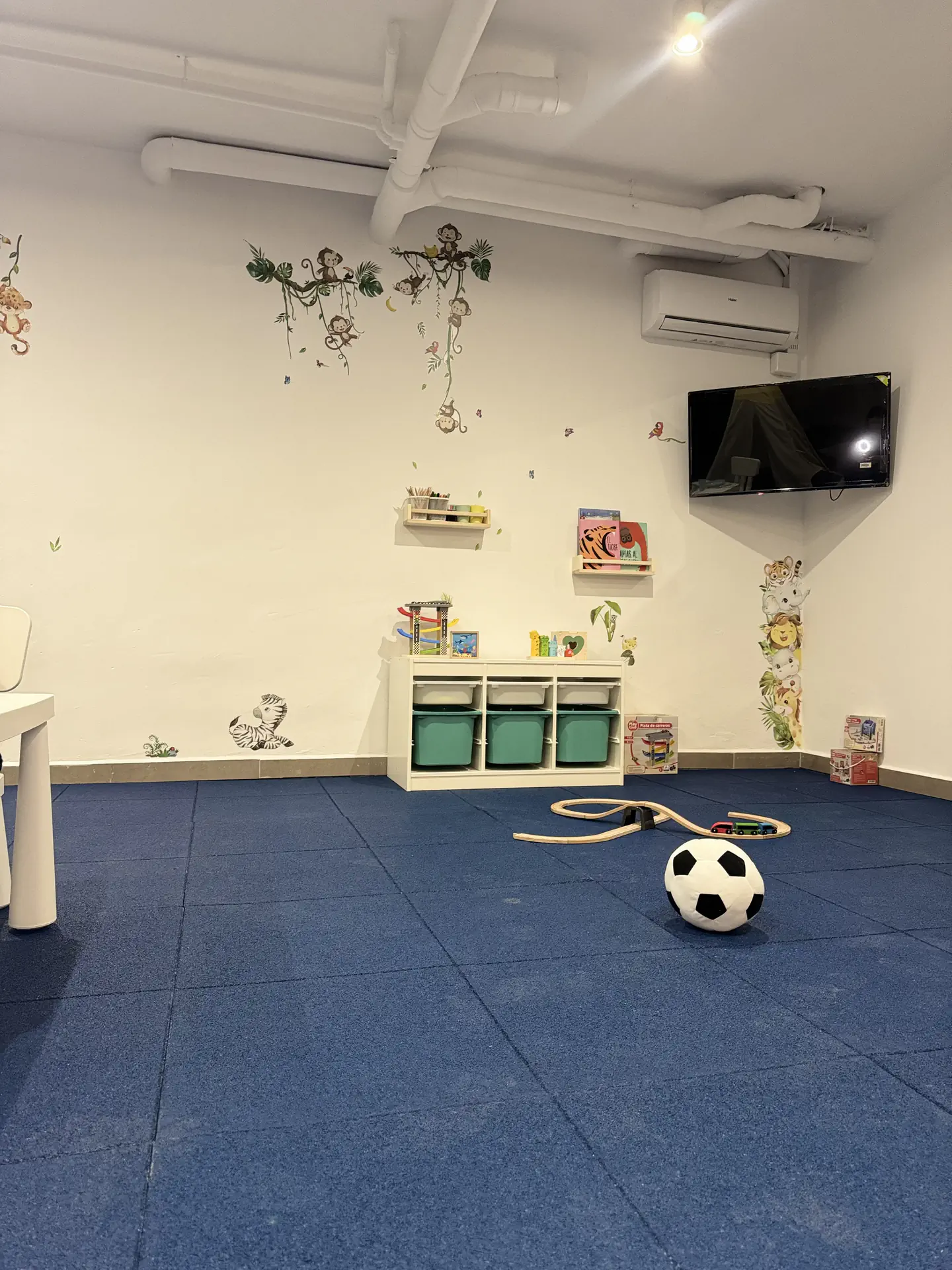 Detalle de los juguetes y material plástico en la zona infantil